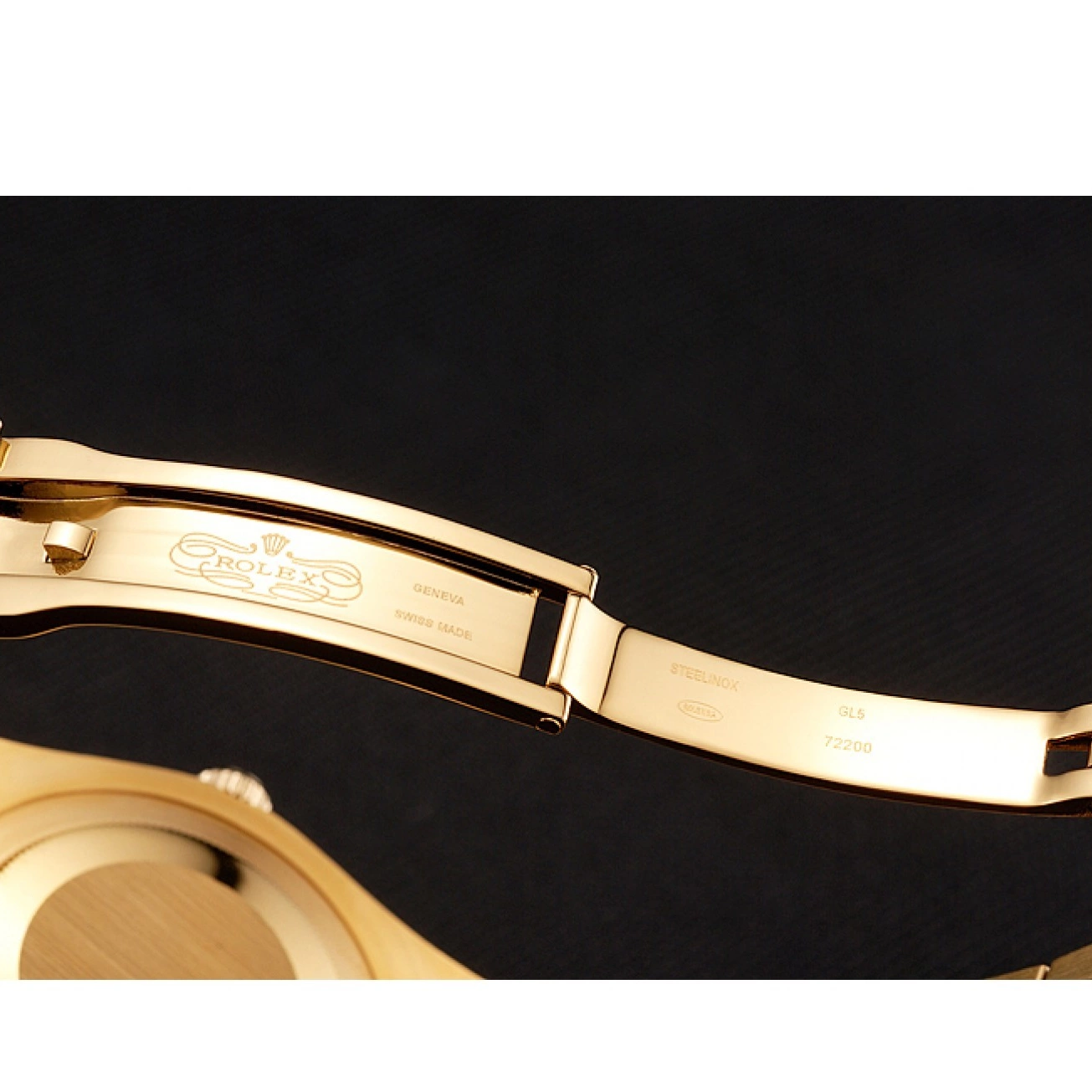 AAA replica watch Diamond Bracelet Swiss Dial 1454099 Day-Date Rolex Gold Champagne Bezel 0701